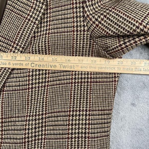 VTG Equestrian Blazer Womens 6P Brown Plaid Wool Blend Velvet Collar Preppy City - Picture 11 of 15